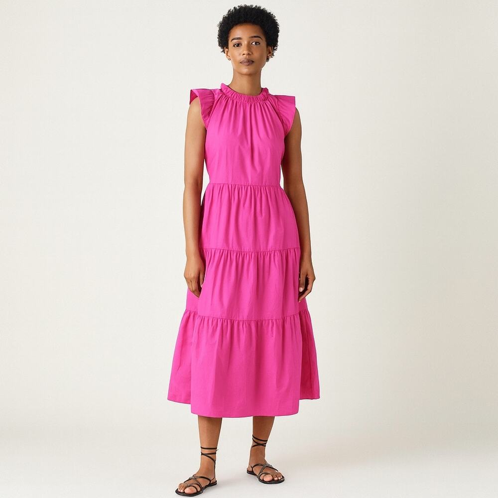 J. Crew Ruffle-Trim Tiered Midi Dress
